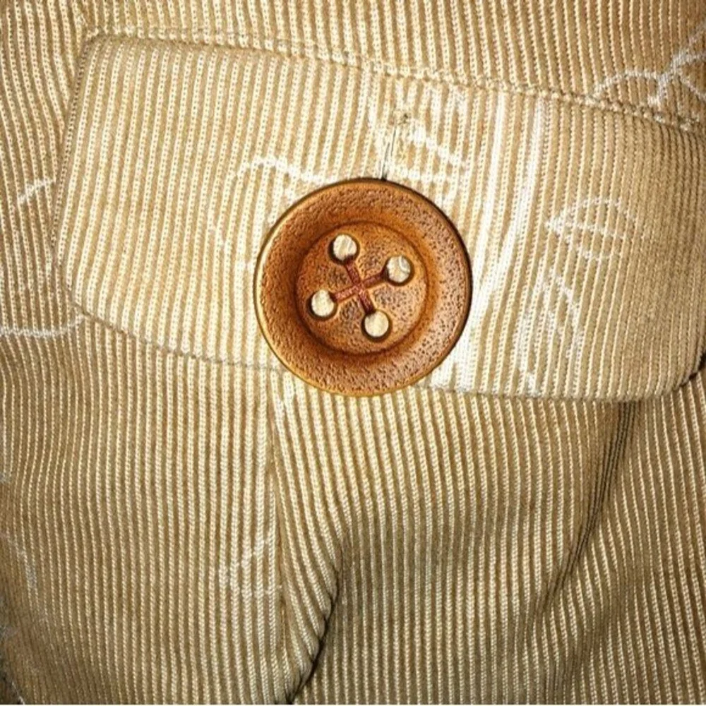 Nick &‎ Mo Boutique Oatmeal Floral Corduroy 3 Button Blazer Size M